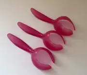 New Tupperware Set of 3 EGG SCOOPS Lifter Spoons Gadgets Easter Eggs Sheer Pink