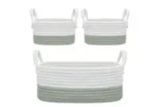 3pc Living Textiles Cotton Rope 35 20cm Nursery Storage Basket Set White Sage