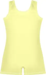 [GAIGEO] Champagne Yellow Leotards for Gymnastics Toddler Girls Unitard Leotard Ballet Outfit with Shorts 2-3t