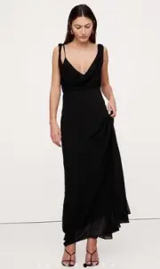 Banana Republic Twisted Shoulder Black Maxi Dress Size 4 NWT RT$250
