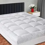 SOPAT Extra Thick Mattress Topper Cal King 400TC Cotton Pillow Top Breathable Mattress Pad Protector with 8-22" Deep Pocket Soft Down Alternative Fill Mattress Cover (72x84 Inches, White)