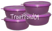 Tupperware Cereal Bowls Modular Nesting Bowl 2 1/2 c Set 4 Purple w/ Purple Lids