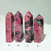 3.1" Natural Zimbabwe Rhodonite Obelisk Crystal Quartz Tower Reiki Healing Decor