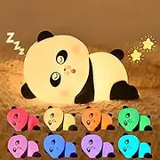 Panda Kids Night Light, Bedside Cordless Rechargeable Lamp, Squishy Portable LED Touch Light,Dimmable USB Lamp,7-Color Breathing Mood Light,Toys for Baby Girl and Boy