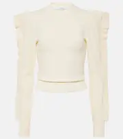 [Max Mara] Max Mara Genero ruffled jersey sweater UK 14 beige