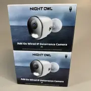 SET OF 2 Night Owl Add On WIRED IP Deterrence Cameras, 4K, New, Sealed!