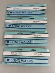 4 Martha Stewart Buckle Dog Collar- - I Heart Long Walks Size Large Blue