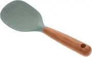 BRIGHTFUFU Non Stick Silicone Rice Paddle Spoon Heat Resistant Kitchen Utensil Lake Green for Rice Cookers Effortless Serving Easy Cleanup Comfortable Grip Innovative Design