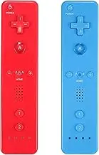 LeonDesigns Wii Controller 2 Pack Wii u Remote mit Silikongehäuse und Handgelenksgurt (rot+blau)