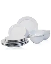 American Atelier Hamilton Beaded White 12 Pc Dinner Set Dinner Plate