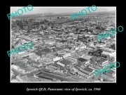 OLD POSTCARD SIZE PHOTO OF IPSWICH QLD AERIAL VIEW OF THE TOWN c1960s