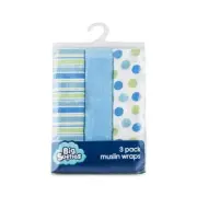 NEW Big Softies Muslin Wraps 3-Pack Blue