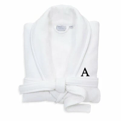 Linum Home Textiles Unisex Waffle Weave Bathrobe White Turkish Cotton S/M "A"