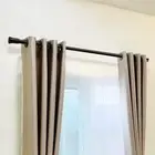 Extendable Black Steel Curtain Rod Rail Set with Pommel End Caps