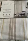 Threshold Light-Filtering Curtain 95” White Crushed Stone & Antique Flax Stripe