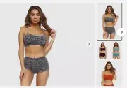 Skull & Crossbones Adjustable Sports Bralette & Boy Short 2pc Set, Gray OS NWT
