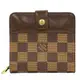 [二手] 正品路易威登 LOUIS VUITTON LV 緊湊型拉鍊 Damier Ebene 折疊錢包棕色 N61668 緊湊型拉鍊威登錢包錢包