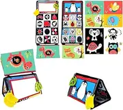 zolyet Tummy Time Floor Mirror with Teethers & Crinkle Cloth Book Baby Tummy Time Toys High Contrast Black and White for Newborn Infa Toddlers Multicolor