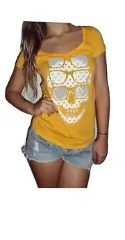 NWT VOLCOM SHADY SKULZ SLIM TEE TEEN'S T SHIRT SMALL code L148