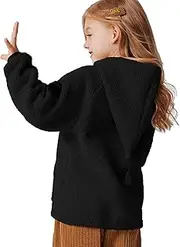 [LaBeca] Girls Teddy Fleece Jacket Fall Winter Full Zip Coat Kids Lightweight Outwear Hoodie with Pockets
