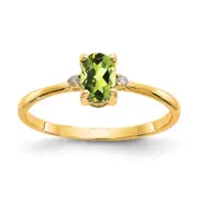 14K Yellow Gold Real Diamond u0026 Peridot Birthstone Ring