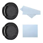 27mm Lens Cap, 2 Pack Sides Pinch Snap Camera Lens Cover for Front Lens, Black