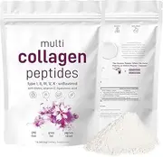Multi Collagen Peptides Powder 1Bag - Hydrolyzed Collagen Protein Powder Type I, II, III, V, X with Hyaluronic Acid & Vitamin C - Marine Collagen, Keto, Paleo Friendly - Unflavored, Easy Mix in Drinks