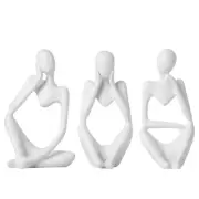 BrownLove 3pcs Decor White Thinker Statue Abstract Art Sculpture，Resin Co