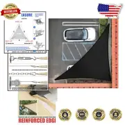 200 GSM Black Triangle Sun Shade Sail 12' x 16' x 20' - Custom Sizes Available
