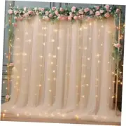 10x10ft Tulle Backdrop Curtain with 10ft x 10ft(2 Panels 5*10ft) Champagne