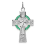 Sterling Silver Rhodium-Plated Polished Epoxy Irish Cross Pendant