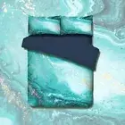 Quilt Duvet Doona Cover Set Single Double Queen King Size Jade Marble Stone Text