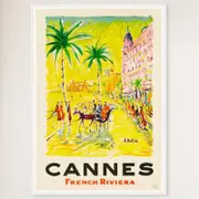 Galrie Cannes Vintage Travel Poster: Explore the Glamour of French Riviera Art Print, White Frame, 50 x 70cm (20 x 28inch)