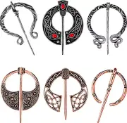 6 Pieces Vintage Viking Brooch Cloak Pin Scarf Shawl Buckle Clasp Pin Brooch