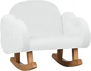 Small Fabric Rocking Chair Single Sofa Solid Wood Frame Anti-Dumping Design Plush Fabric for Living Room is a Beautiful Gift