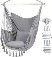 Hammock Chair Hanging Rope Swing, Max 500 Lbs