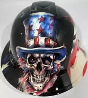 New Full Brim Hard Hat Custom Hydro Dipped UNCLE SAM BAD ASS AMERICAN FLAG SKULL