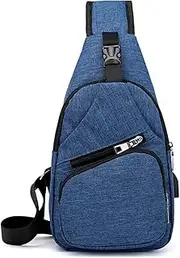 [Generic] Oxford Sling Chest Shoulder Bag Mens Womens Outdoor Travel Crossbody Backpack with USB Charging Port