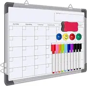 Dry Erase Calendar Whiteboard for Wall, Polegas 16" X 12" Magnetic White Board Board, Small Wall Monthly Double Sided Boards Student, Home, Office (White)