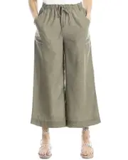 Max Studio Wide Leg Drawstring Linen-Blend Crop Pant