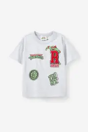 [Cotton On Kids] Cotton On Kids - Ninja Turtles Drop Shoulder Short Sleeve Tee - Lcn nic snow marle/tmnt raphael 6 LCN NIC SNOW MARLE/TMNT RAPHAEL