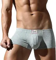 [AIEOE] Men's Boxer Shorts Underwear Elastic Low Waist Retro Shorts with Spacious Front Area, Gray, X-Large
