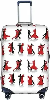[pvinnk] Ballroom Dance Print Protective Luggage Cover Elastic Washable Suitcase Travel Gear Protector, White, Small