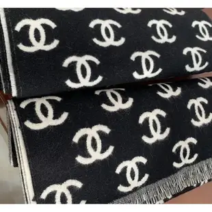 二手正品 CHANEL 雙c羊毛羊絨圍巾披肩