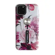 For Iphone 11 Pro Flower Series Painting Shockproof Multi-Functional Invisible Ring Holder Protective Case With Vehicle Magnetic Sheet