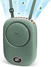 Portable Bladeless Neck Fan, USB Rechargeable Hands-Free Fan with Adjustable Lanyard, 3 Speeds, Outdoor Travel and Home Use - Green