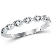 14k White Gold Round Diamond Classic Stackable Band Ring 1/10 Cttw