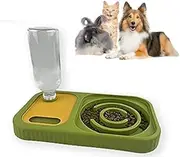 LALOCAPEYO Slow Feeder Bowl forwith Automatic Gravity Water Bottle Set for All Size Dogs Cats Slow Eating Stop Gulping Promotes Digestion and Reduces Vomiting Durable Preventing Choking (Green)