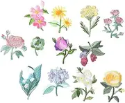 jojofuny 12pcs Embroidery Patches Mixed Style Floral Appliques for DIY Garment Repair Decoration Soft for Clothing Bags Hats and Crafts