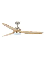 Shoalhaven 142cm Fan with Light in Brushed Chrome with Ashwood Blades